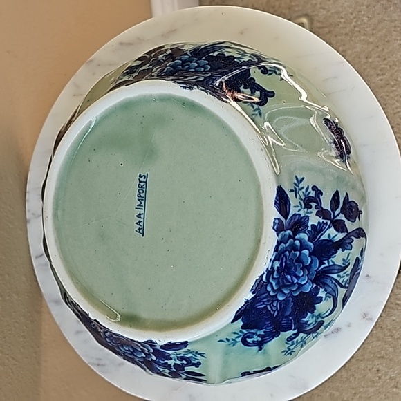 AAA Imports Ceramic Green Blue Floral Chinoiserie Style Planter Pot - Picture 8 of 12